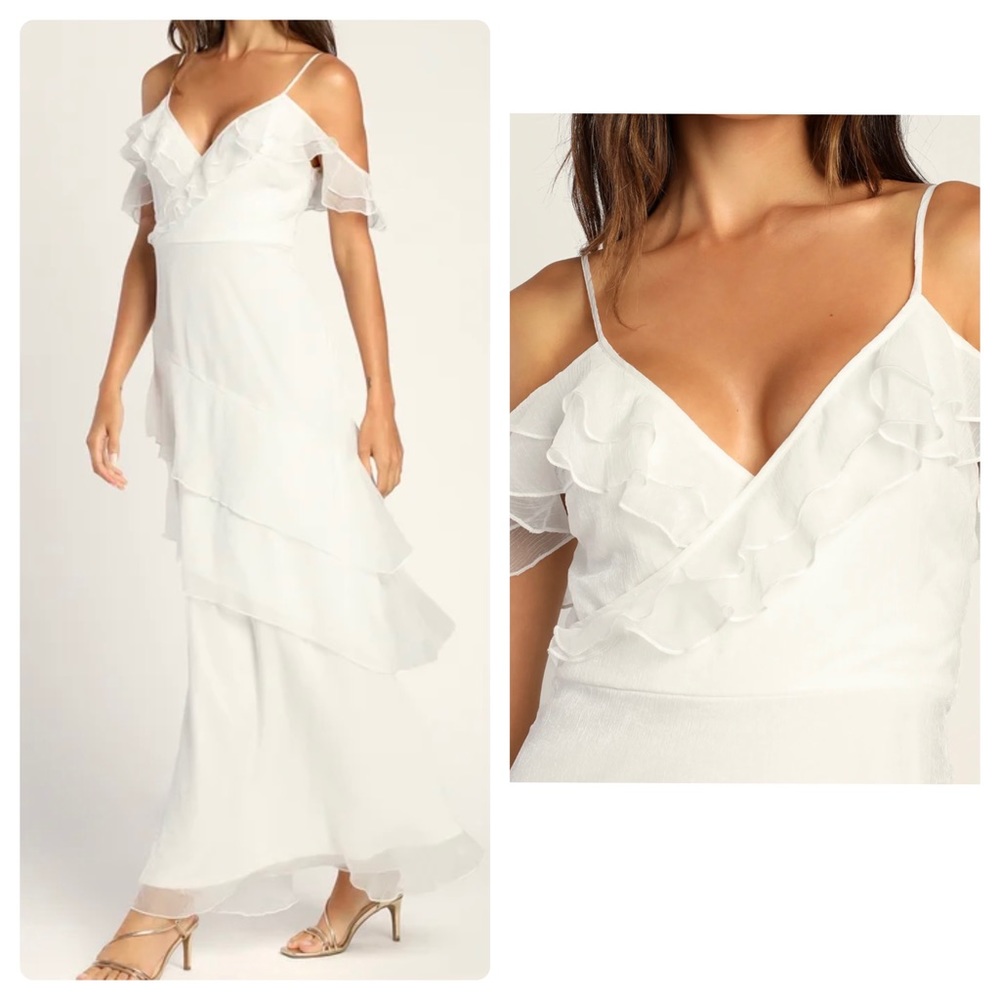Lulu’s Ruffles White dress 👗 - Picture 2 of 14